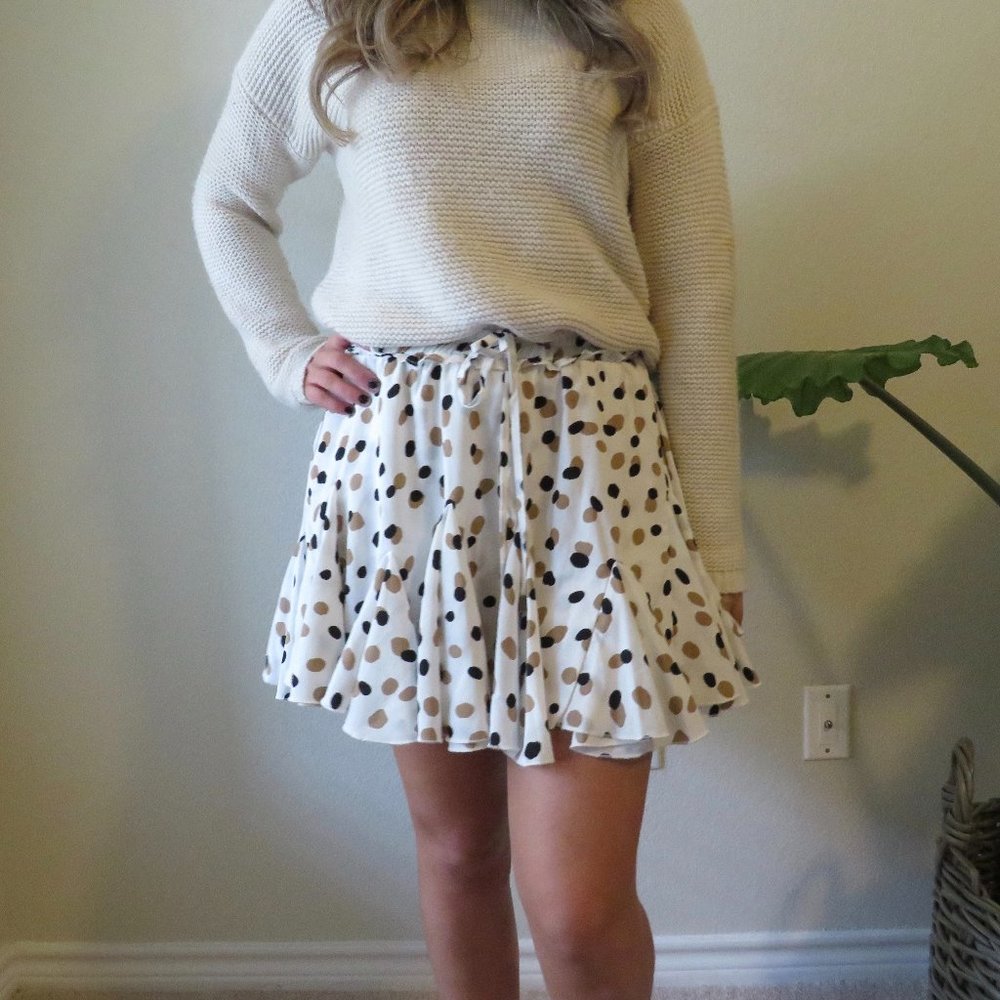 Women's Mini Polka Dot Skort White Small